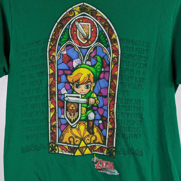 Vtg 2015 Nintendo Legend of Zelda Windwaker Mens M T-Shirt Stained Glass Link - Picture 2 of 6